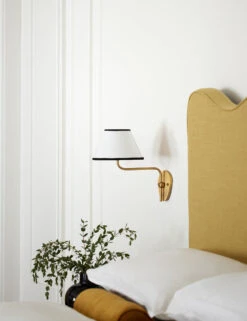 Magdalene Single Sconce -MIUBOW Furniture Shop BedroomIILightingVignettes StripeShade GoldBase SITECROP