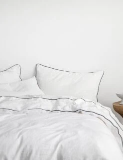 European Flax Piped Linen Sheet Set By Cultiver -MIUBOW Furniture Shop CULTIVER Piped Linen White and Navy 22cc4e07 055e 4f92 a1a0 aaf6f85b85b8