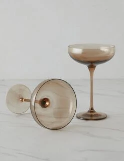 Champagne Coupes (Set Of 2) By Estelle Colored Glass -MIUBOW Furniture Shop ChampagneCoupes setof2 byEstelleColoredGlass AmberSmoke A0655149 17529