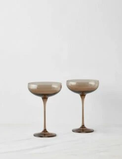 Champagne Coupes (Set Of 2) By Estelle Colored Glass -MIUBOW Furniture Shop ChampagneCoupes setof2 byEstelle AmberSmoke