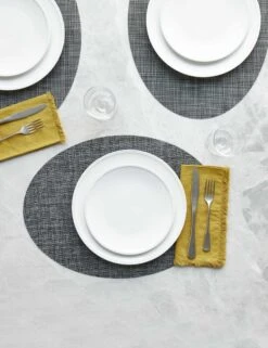 Mini Basketweave Oval Placemat (Set Of 4) By Chilewich 21 Mini Basketweave Oval Placemat (Set Of 4) By Chilewich -MIUBOW Furniture Shop ChilewichMiniBasketweaveOvalPlacemat CoolGrey 0793