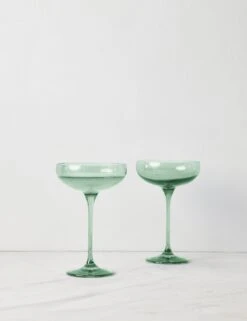 Champagne Coupes (Set Of 2) By Estelle Colored Glass -MIUBOW Furniture Shop EstelleColoredGlassChampagneCoupes Mint Setof2 37