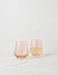 Stemless Wine Glass (Set Of 2) By Estelle Colored Glass -MIUBOW Furniture Shop EstelleColoredGlassStemlessWineGlass Blush Setof2 1