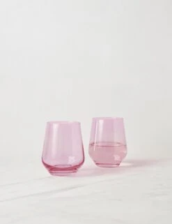 Stemless Wine Glass (Set Of 2) By Estelle Colored Glass -MIUBOW Furniture Shop EstelleColoredGlassStemlessWineGlass RosePink Setof2 1