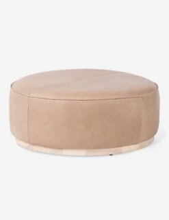 Aldora Round Ottoman -MIUBOW Furniture Shop FH AldoraOttomanintaupeleather
