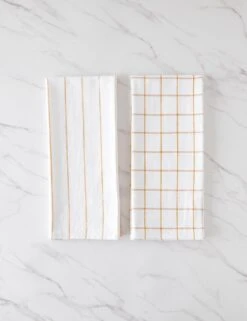 Simple Kitchen Towels (set Of 2) By Farmhouse Pottery -MIUBOW Furniture Shop SimpleKitchenTowels WhitewithOchre 16260