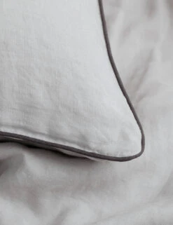 European Flax Piped Linen Euro Pillowcases (set Of 2) By Cultiver -MIUBOW Furniture Shop Smoke Grey Detail SITECROP