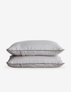 European Flax Piped Linen Pillowcases (set Of 2) By Cultiver 14 European Flax Piped Linen Pillowcases (set Of 2) By Cultiver -MIUBOW Furniture Shop Smoke Grey Pillowcases SITECROP