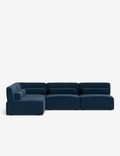 Solana Chaise Sectional Sofa By Eny Lee Parker -MIUBOW Furniture Shop SolanaChaiseSectionalSofa BlueVelvet120 BolsternoBows L0469135 Front 1