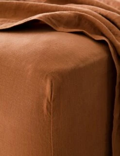 European Flax Linen Fitted Sheet By Cultiver -MIUBOW Furniture Shop cultiver linen bedding cedar fitted sheet