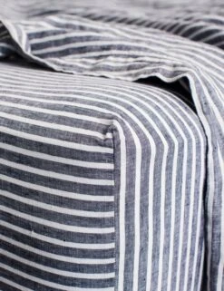 European Flax Linen Fitted Sheet By Cultiver -MIUBOW Furniture Shop cultiver linen bedding indigo stripe fitted sheet 1