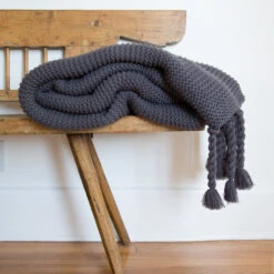 Trestles Chunky Knit Throw By Pom Pom At Home -MIUBOW Furniture Shop pom pom at home trestles throw midnight 1