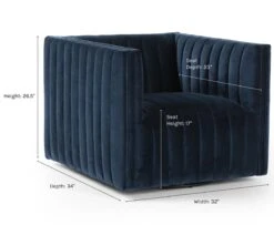 Roz Swivel Chair -MIUBOW Furniture Shop rozsapphirenavydimensions 1